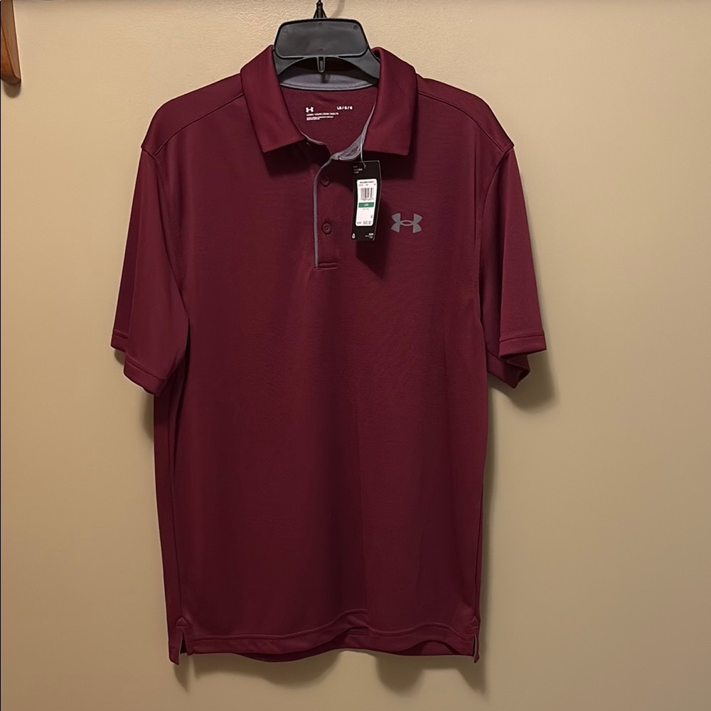 Under Armour burgundy Polo Shirt Classic Style large new